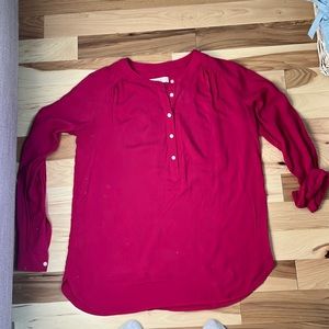 LOFT blouse Henley style berry color